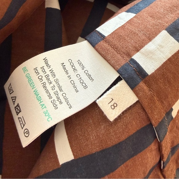 TOAST Brown Olin Poplin Dress Sz 18 Geometric Print - Picture 7 of 7